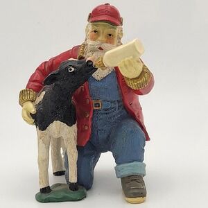Midwest Cannon Falls Santa Feeding Calf Figurine 3in Christmas Farmhouse Rustic